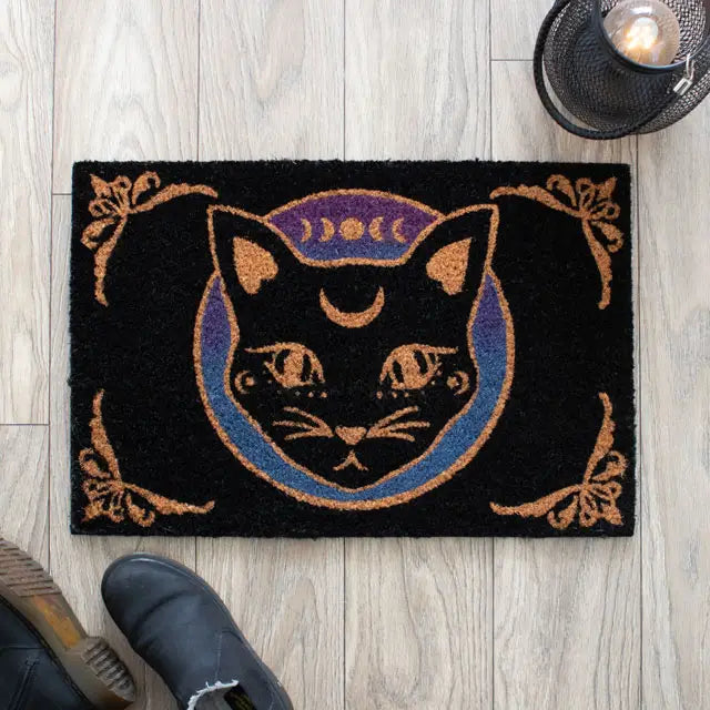 Black Mystic Cat Doormat - Sunlitsage