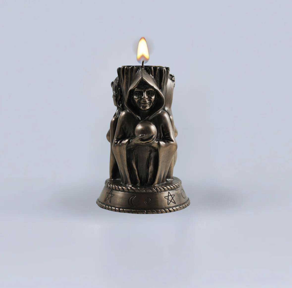 Hekate ritual candle with triple goddess imagery for protection spellwork
