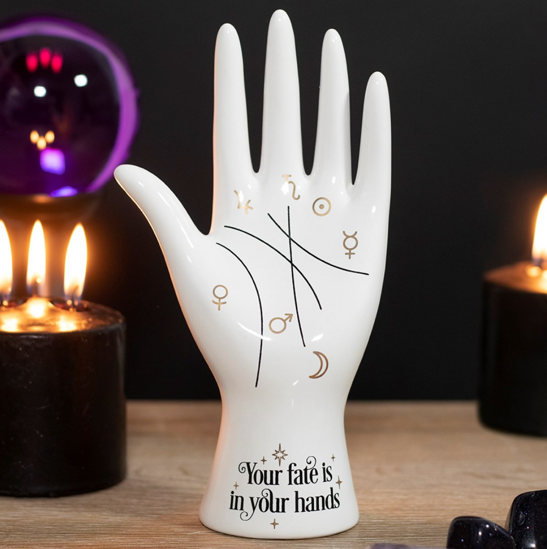 White Palmistry Hand Ornament - Sunlitsage