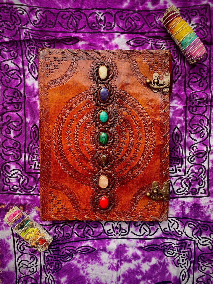 Large Chakra Journal | Book of shadows | Art | Manifestation Journal | Chakras | Balancing Chakras | - Sunlitsage