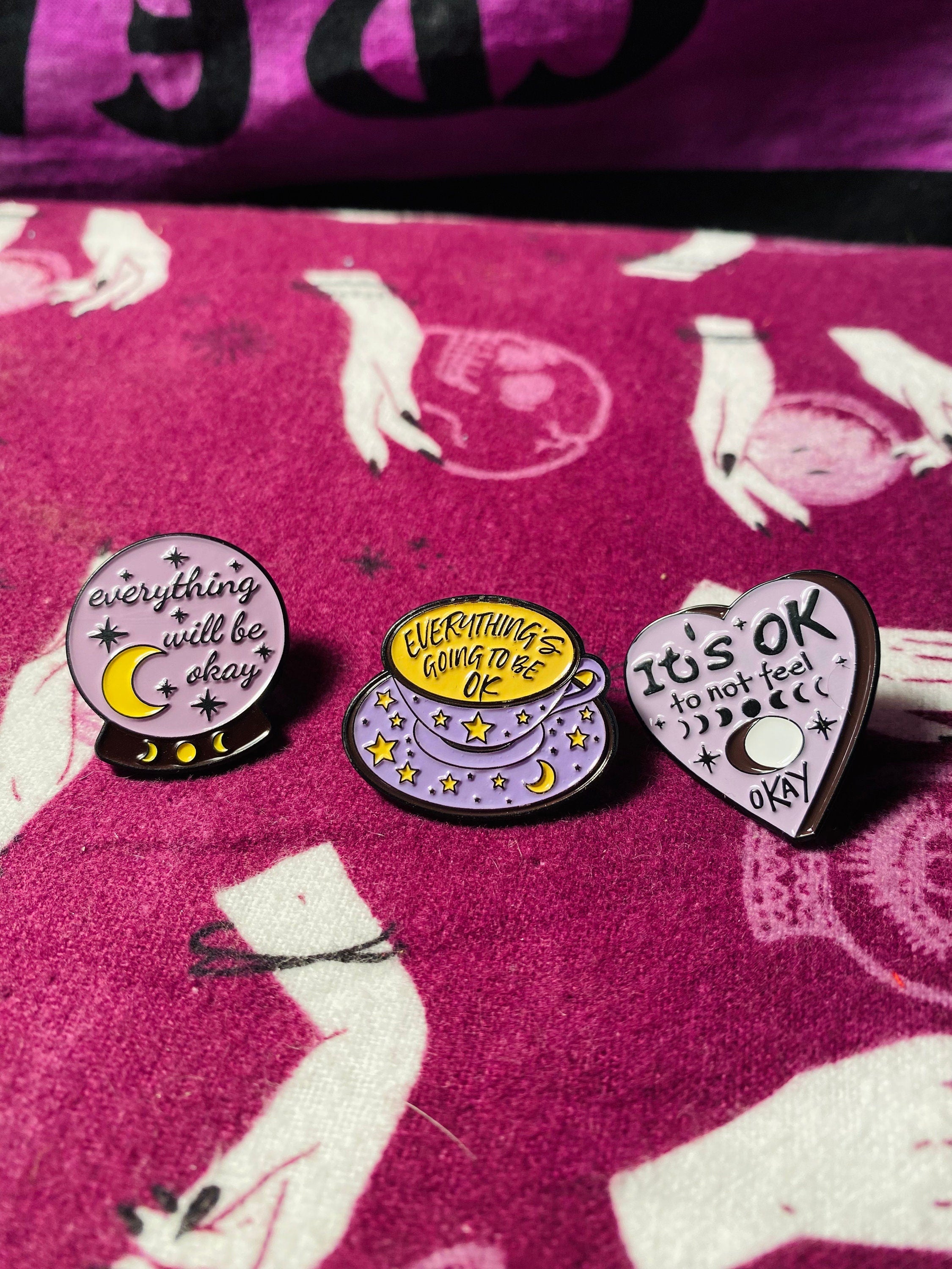Mental Health Pins | It's Okay Not To Feel Okay | Everything Will be Okay | Suicide Prevention | - Sunlitsage
